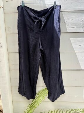 Navy Linen Tie-Waist Flowy Pants NWT M
